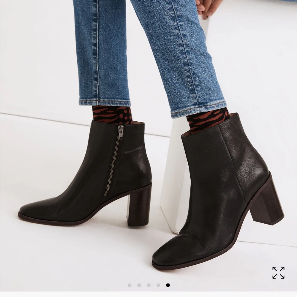 Madwell heeled booties (regular price $188) Black Leather Ankle Boots (size 7.5)